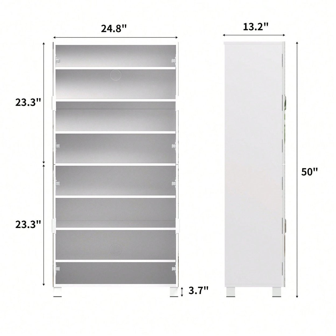 Spacious Shoe Storage Cabinet With Mirror For Entryway And Living Room, 4 Drawer Wardrobe Closet With Mirrors For Image 5