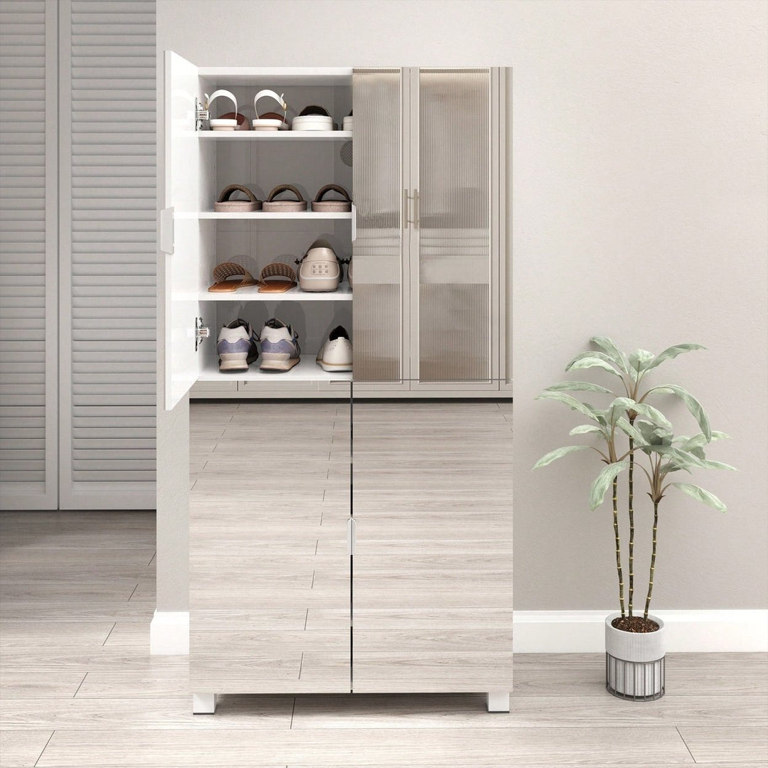 Spacious Shoe Storage Cabinet With Mirror For Entryway And Living Room, 4 Drawer Wardrobe Closet With Mirrors For Image 7