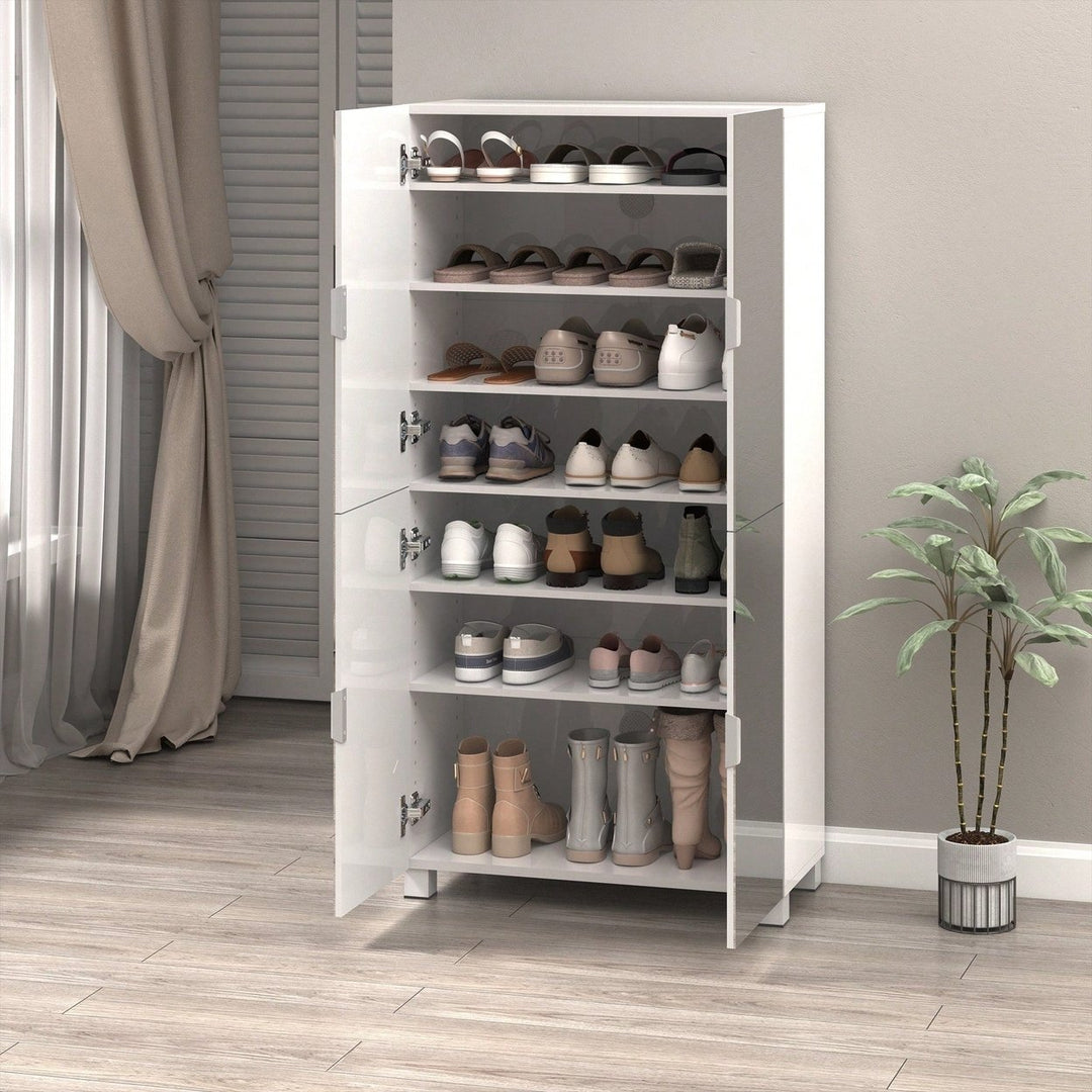 Spacious Shoe Storage Cabinet With Mirror For Entryway And Living Room, 4 Drawer Wardrobe Closet With Mirrors For Image 8