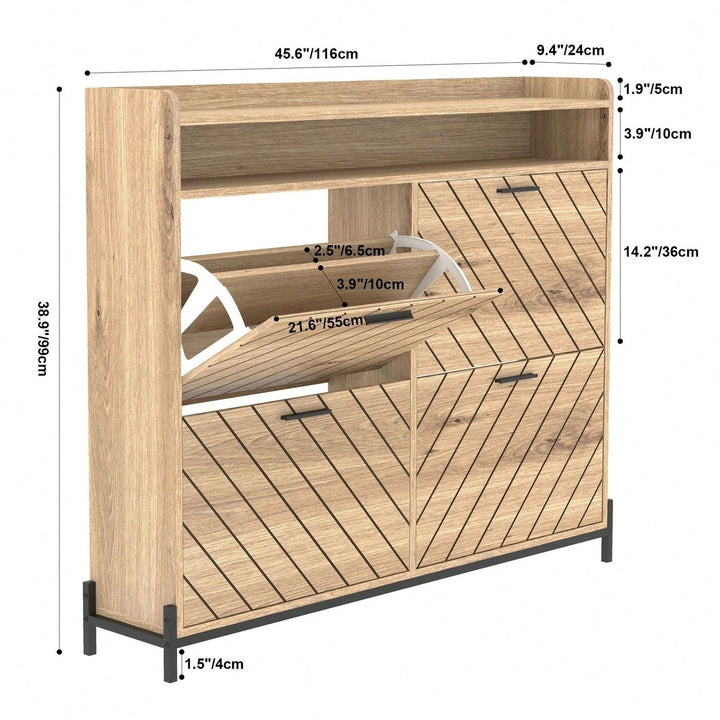 Stylish Shoe Storage Cabinet With Adjustable Shelves And Doors For Organized Entryway Image 5