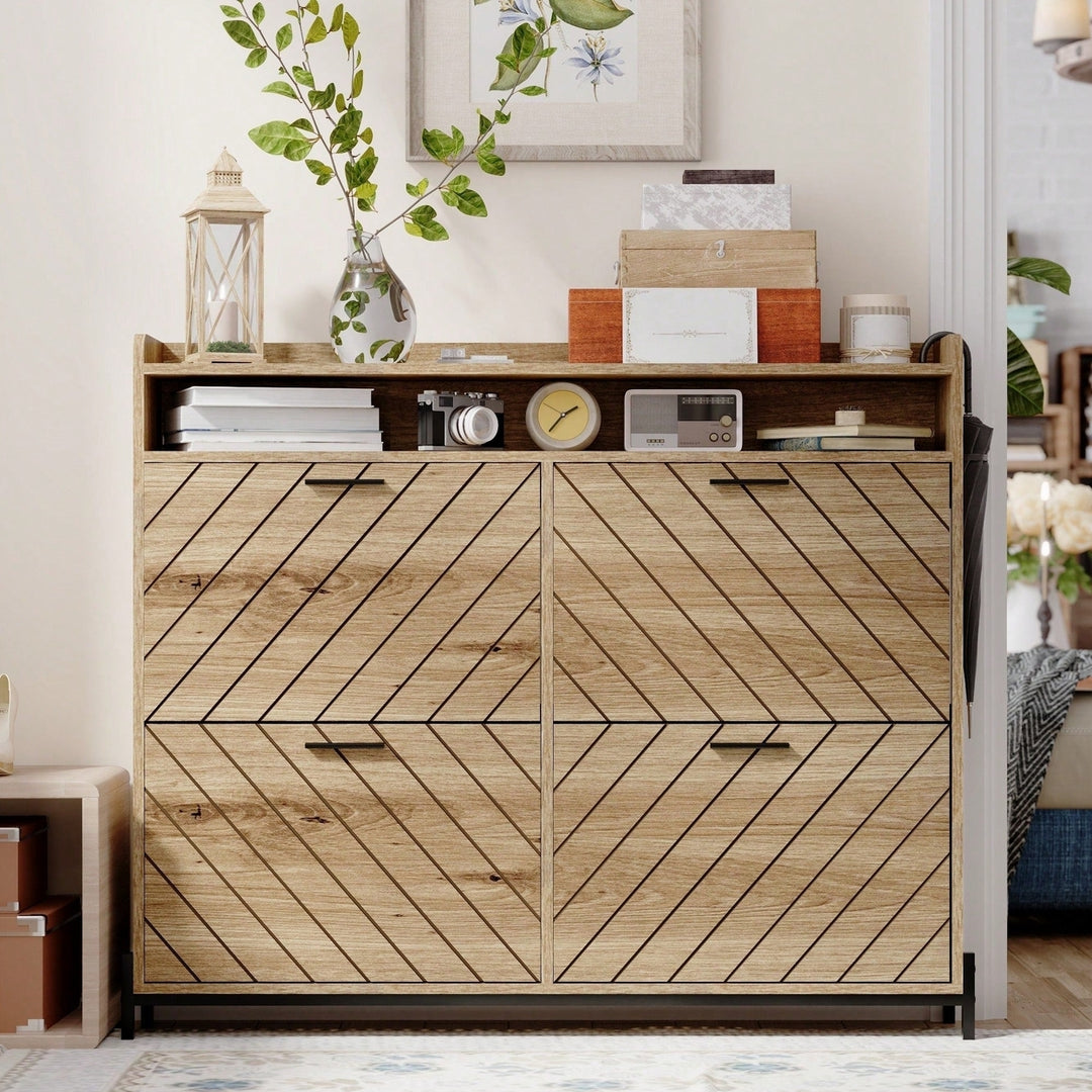 Stylish Shoe Storage Cabinet With Adjustable Shelves And Doors For Organized Entryway Image 6