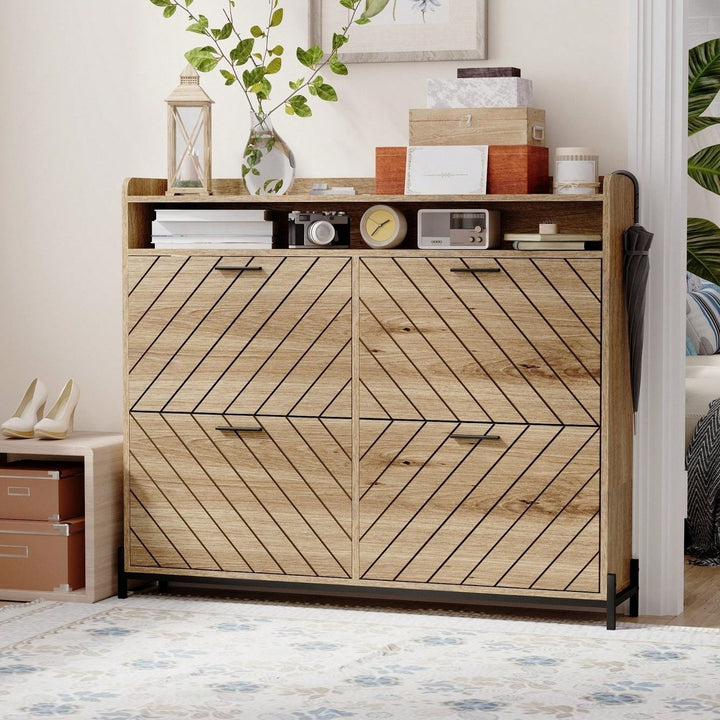 Stylish Shoe Storage Cabinet With Adjustable Shelves And Doors For Organized Entryway Image 7