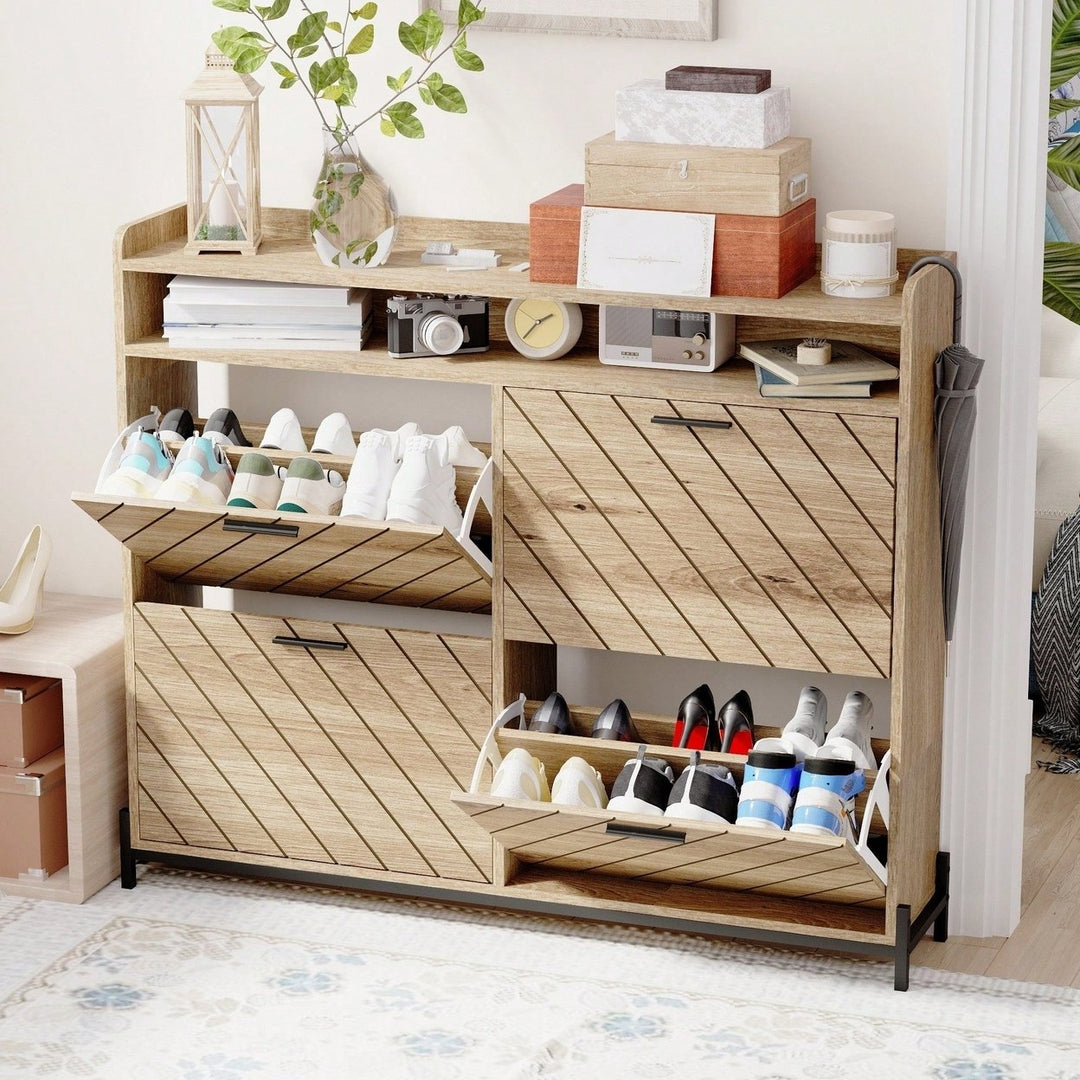 Stylish Shoe Storage Cabinet With Adjustable Shelves And Doors For Organized Entryway Image 8