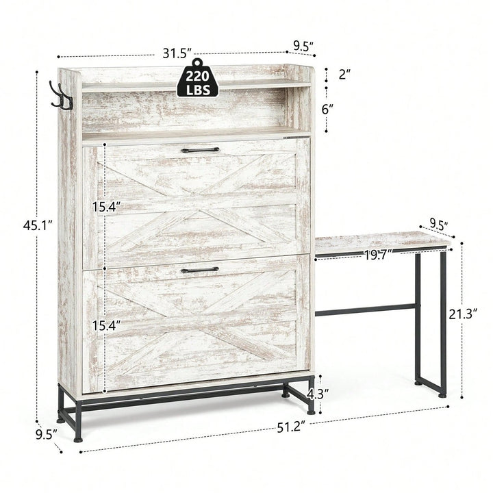 Stylish White Shoe Cabinet For Entryway And Balcony Storage With Large Capacity Shoe Rack Image 4