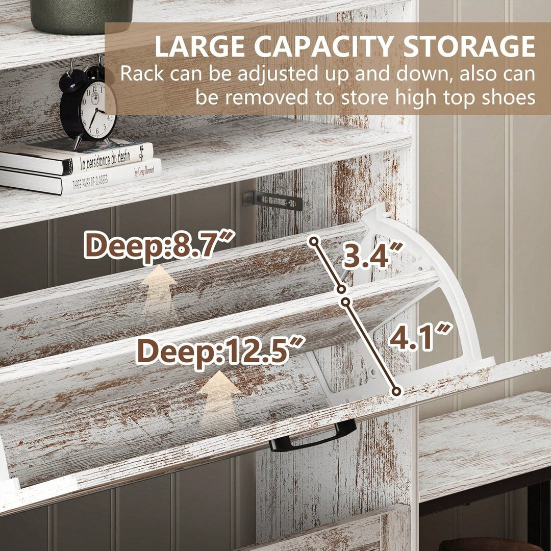 Stylish White Shoe Cabinet For Entryway And Balcony Storage With Large Capacity Shoe Rack Image 6