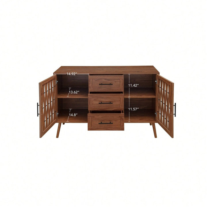 Stylish 2 Door 3 Drawer Accent Storage Cabinet For Living Room Bedroom Dining Room And Study Image 5