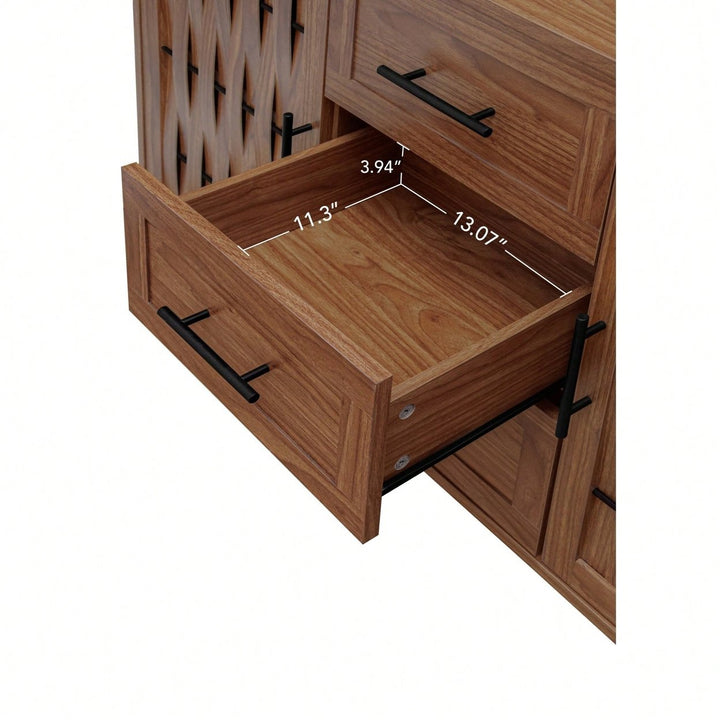 Stylish 2 Door 3 Drawer Accent Storage Cabinet For Living Room Bedroom Dining Room And Study Image 6