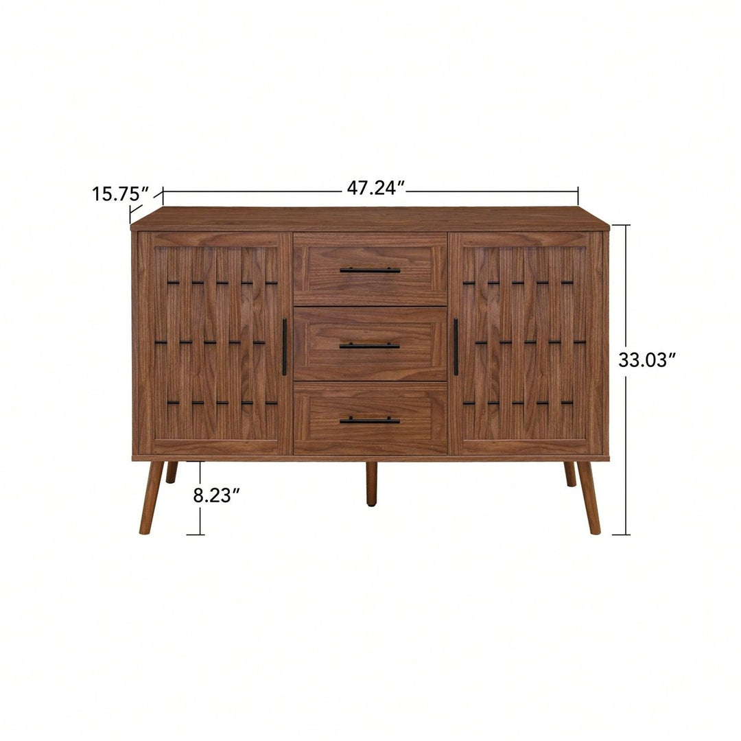 Stylish 2 Door 3 Drawer Accent Storage Cabinet For Living Room Bedroom Dining Room And Study Image 7