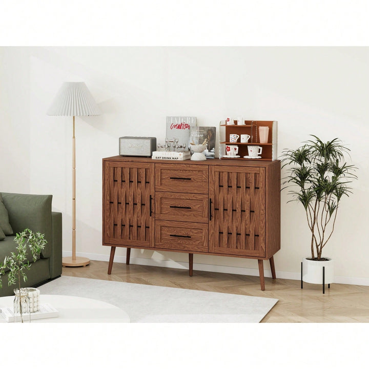 Stylish 2 Door 3 Drawer Accent Storage Cabinet For Living Room Bedroom Dining Room And Study Image 11