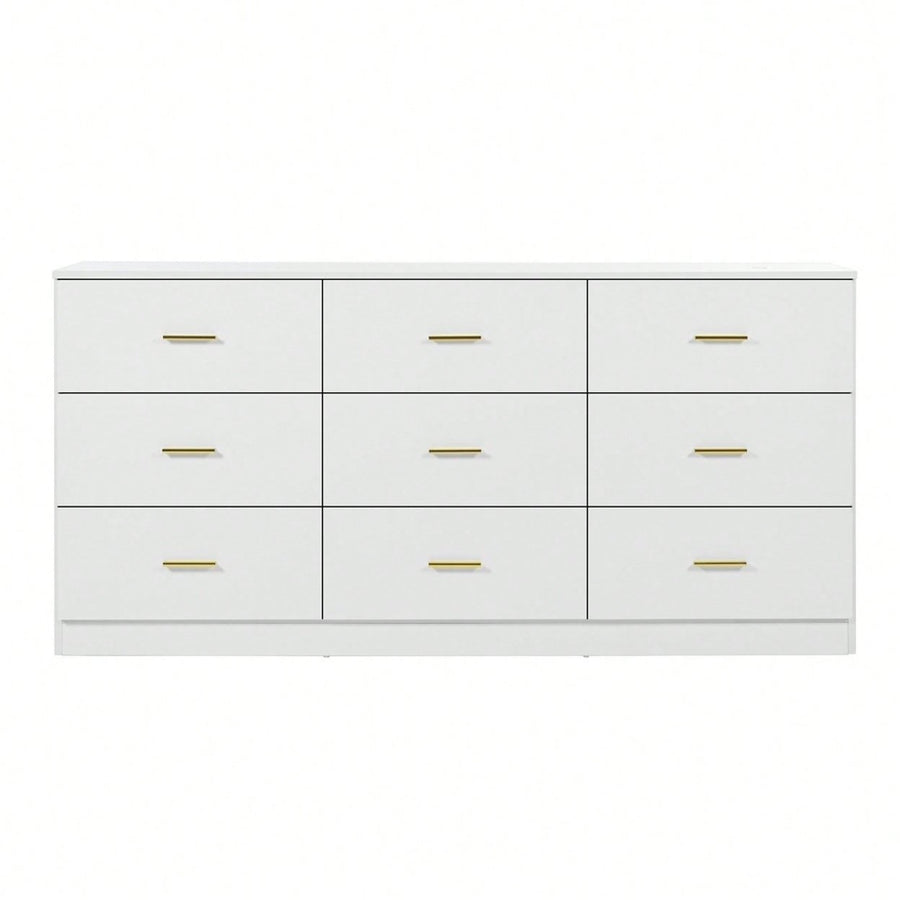 Stylish 9-Drawer White Dresser For Bedroom Ample Storage Wide Chest Of Drawers Sturdy And Safe Design Image 1