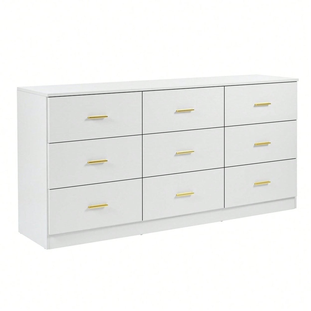 Stylish 9-Drawer White Dresser For Bedroom Ample Storage Wide Chest Of Drawers Sturdy And Safe Design Image 2