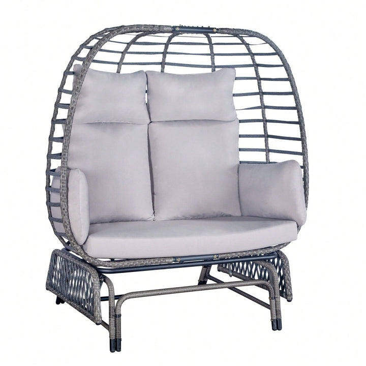 Two Person Swing Egg Chair With Rocking Glide Frame And Comfortable Cushion Image 1