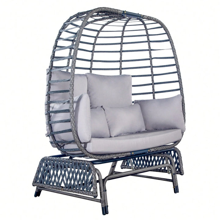 Two Person Swing Egg Chair With Rocking Glide Frame And Comfortable Cushion Image 3