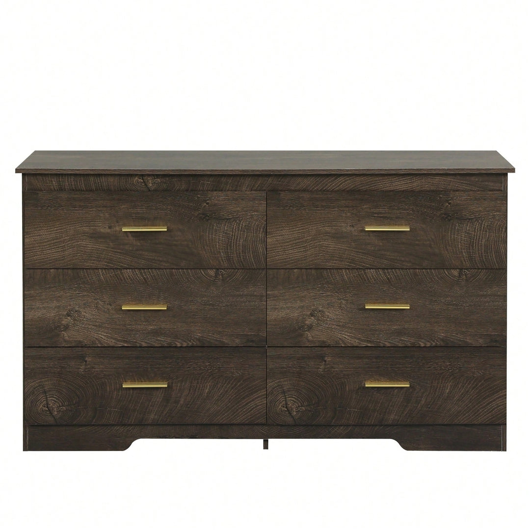 Wood Grain Buffet Sideboard Storage Cabinet With Gold Metal Handles For Dining Room Living Room Kitchen Hallway Grey Image 2