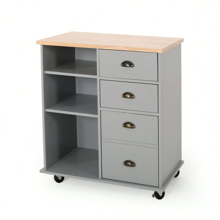 Versatile Kitchen Cart With Two Drawers And One Door For Extra Storage And Organization Image 2