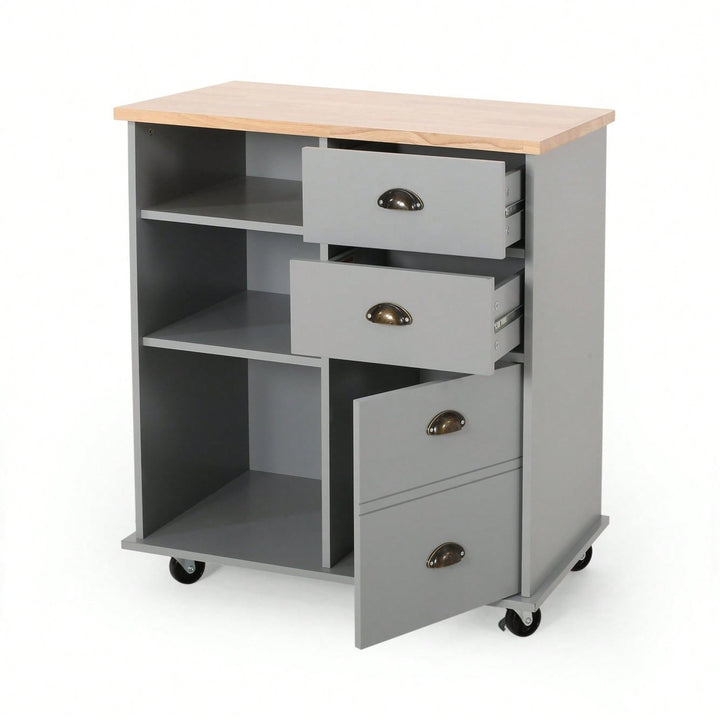 Versatile Kitchen Cart With Two Drawers And One Door For Extra Storage And Organization Image 3