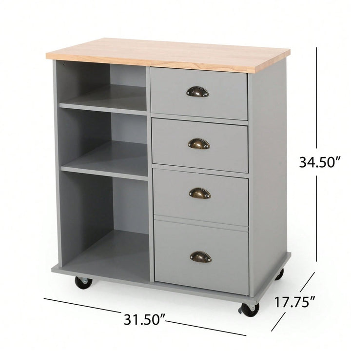 Versatile Kitchen Cart With Two Drawers And One Door For Extra Storage And Organization Image 6