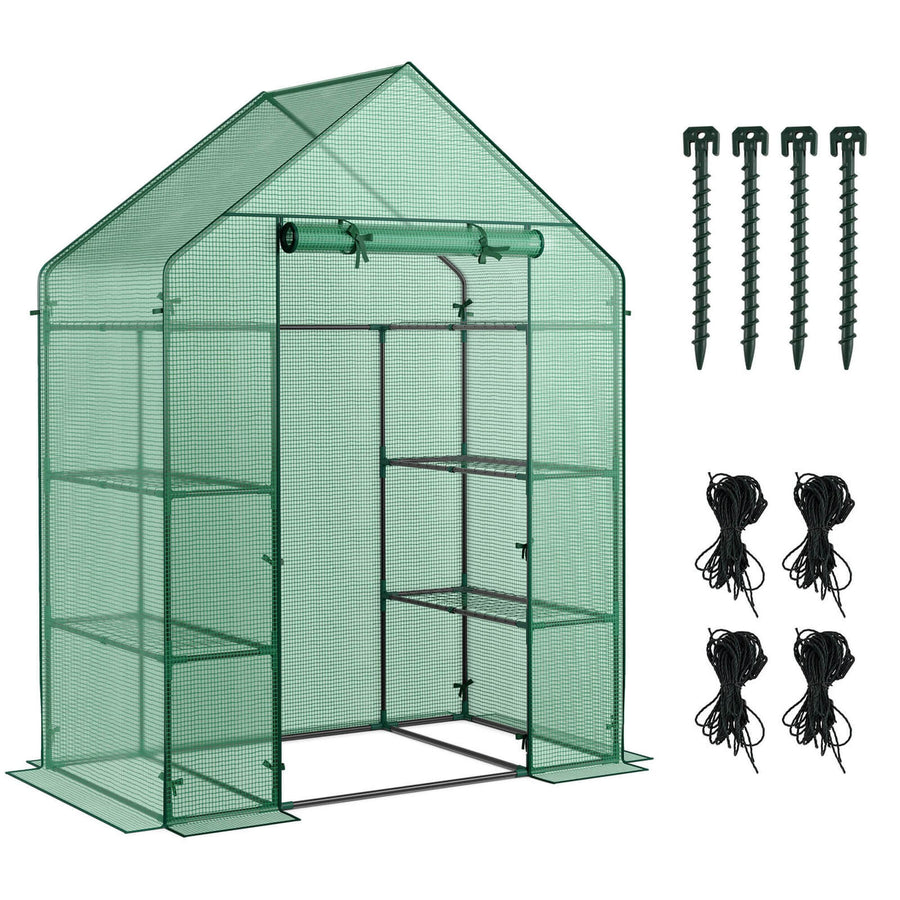 Portable Mini Walk In Outdoor 4 Tier 8 Shelves Greenhouse Image 1