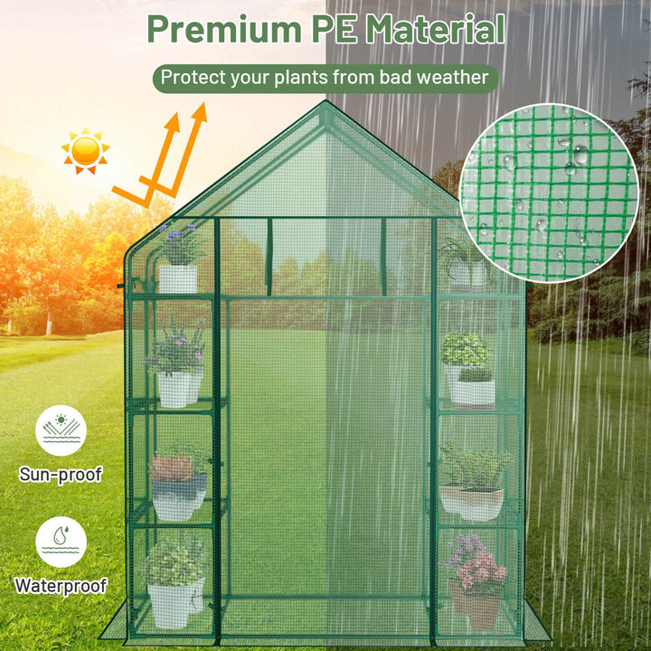 Portable Mini Walk In Outdoor 4 Tier 8 Shelves Greenhouse Image 2