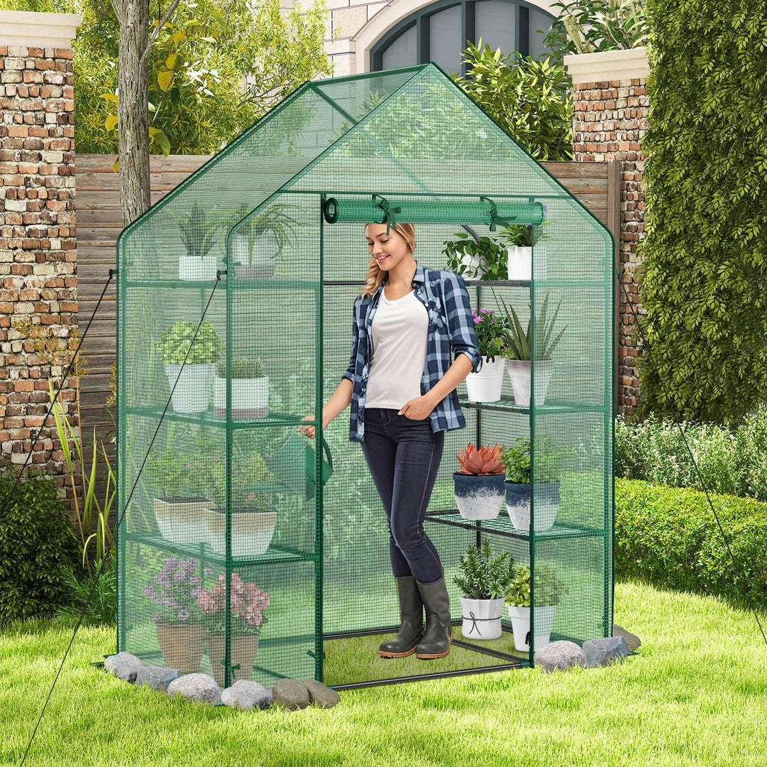 Portable Mini Walk In Outdoor 4 Tier 8 Shelves Greenhouse Image 5