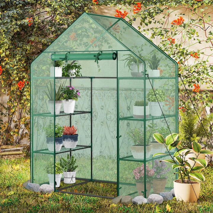 Portable Mini Walk In Outdoor 4 Tier 8 Shelves Greenhouse Image 6