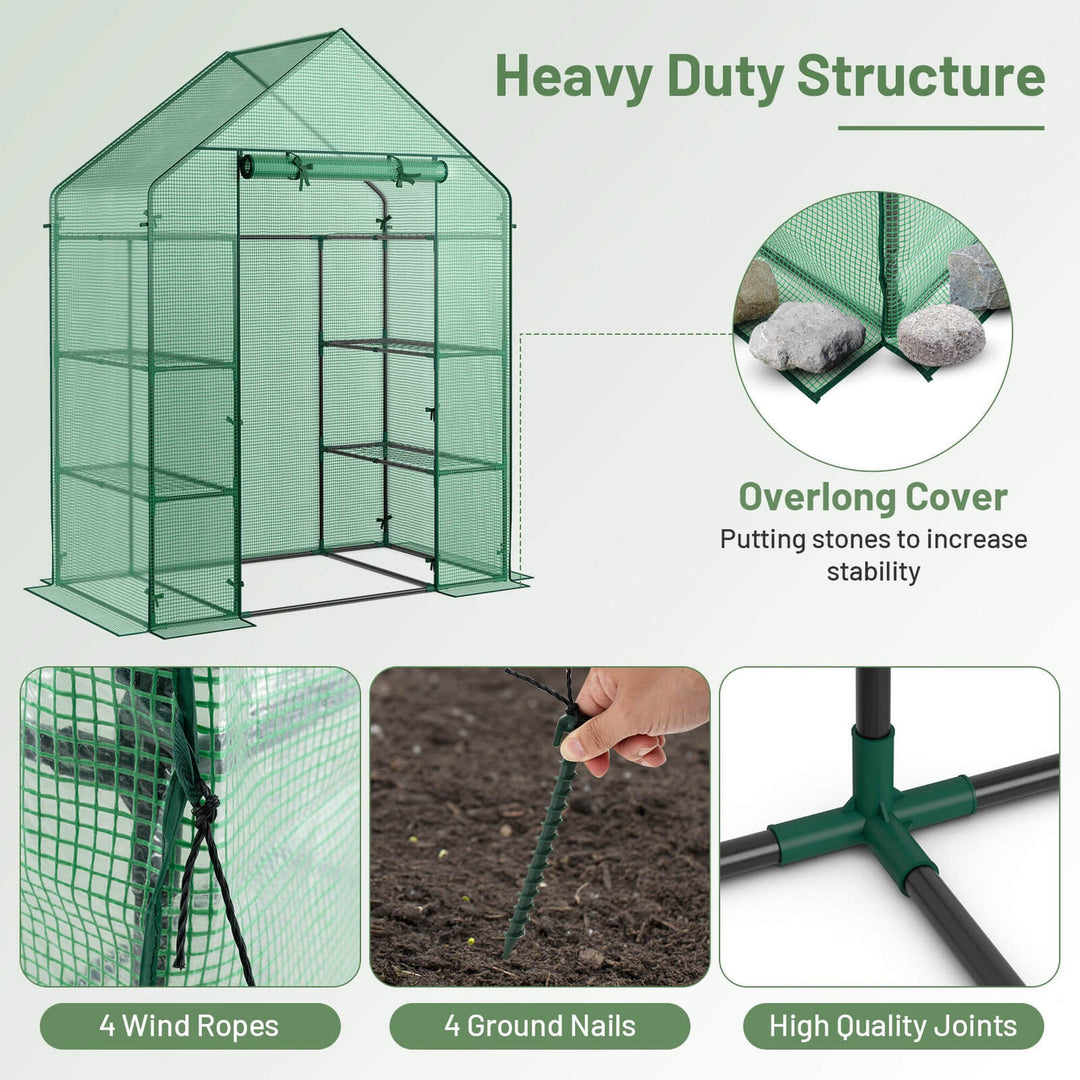 Portable Mini Walk In Outdoor 4 Tier 8 Shelves Greenhouse Image 9