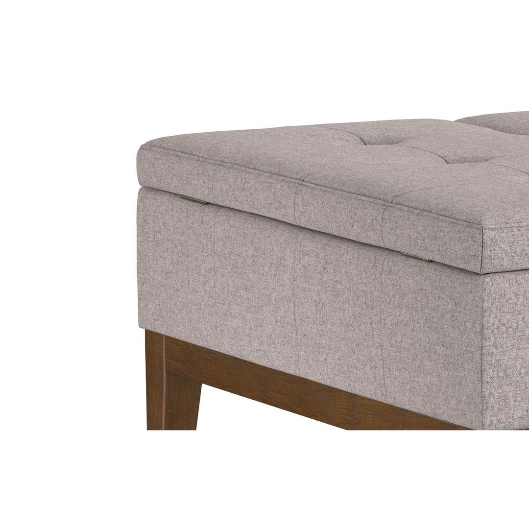 Dover Lift Top Coffee Table Storage Ottoman Linen Tufted Extra Seating Image 5