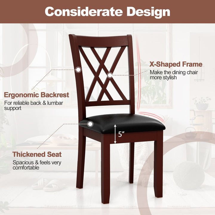 Set of 2 Dining Chair Kitchen Chair with Backrest Padded Seat and Rubber Wood Legs Image 6