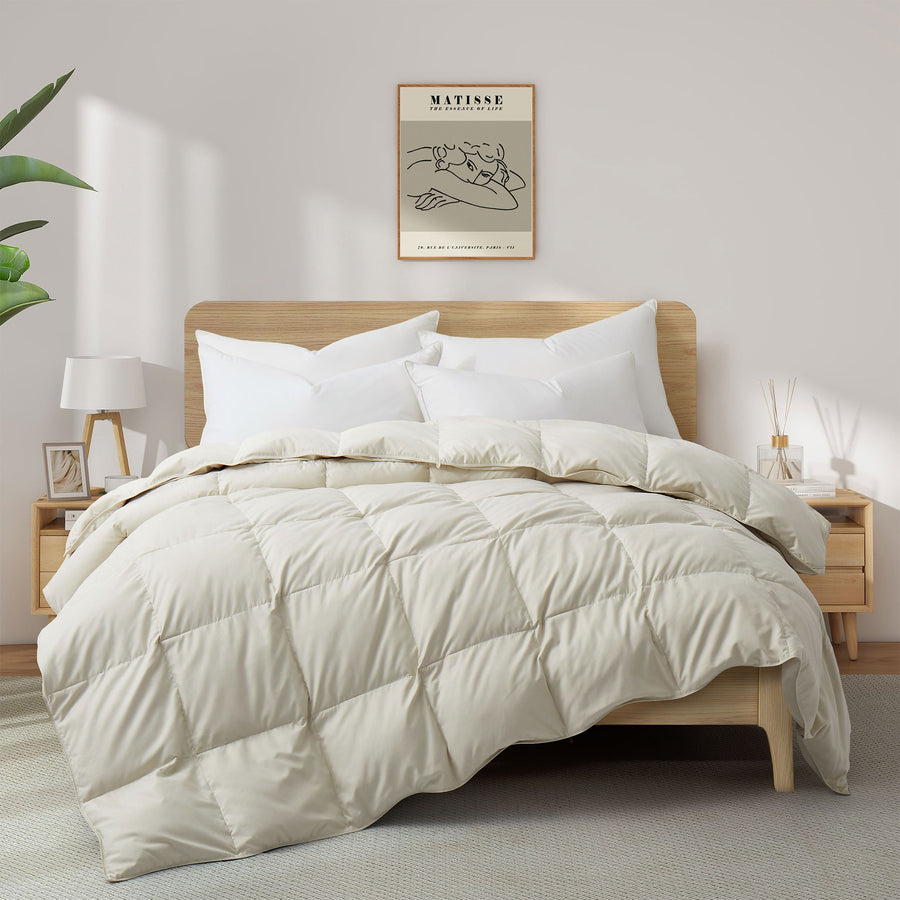 Puredown Lightweight White Goose Feather Down Comforter Oversize Twin Queen King Image 1