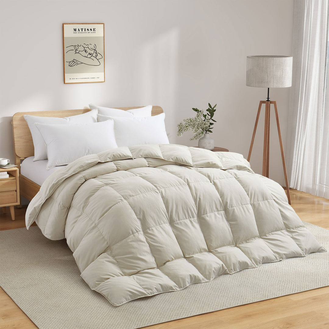 Puredown Lightweight White Goose Feather Down Comforter Oversize Twin Queen King Image 2