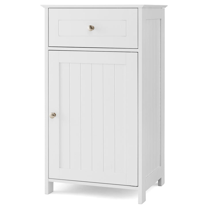 White Floor Storage Cabinet Bathroom Organizer Cupboard Drawer Shelf Bath Towel Image 1