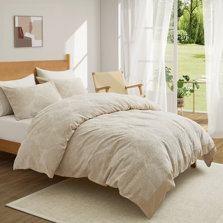 Peace Nest Ultra Soft Gauze Cotton Jacquard Duvet Cover Set  Soft, Breathable, and Luxuriously Comfortable Image 8