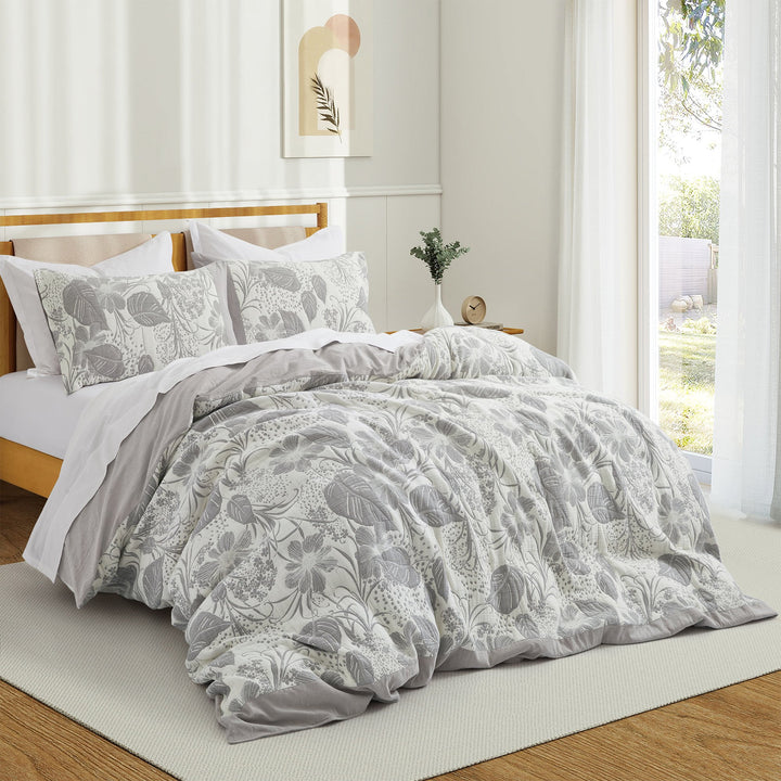 Peace Nest Ultra Soft Gauze Cotton Jacquard Duvet Cover Set  Soft, Breathable, and Luxuriously Comfortable Image 1