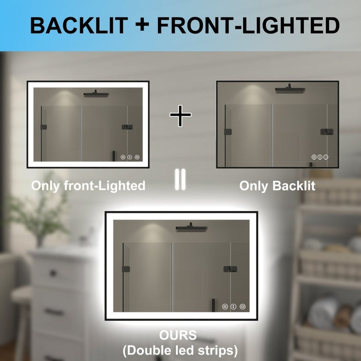 ExBrite Framed LED Lighted Bathroom Mirror Apex Noir 20"W x 28"H Image 6