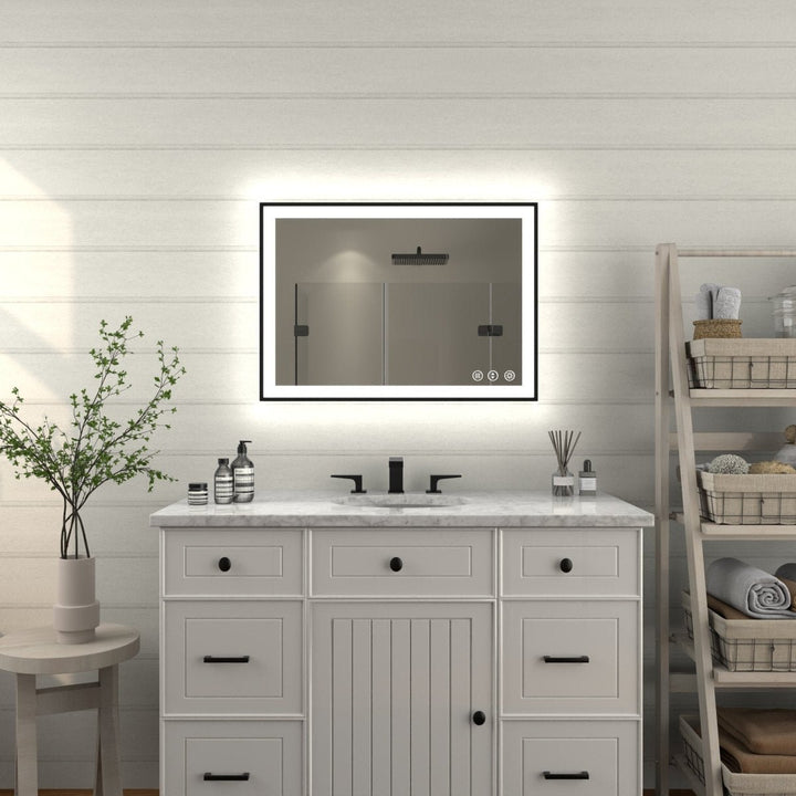 ExBrite Framed LED Lighted Bathroom Mirror Apex Noir 20"W x 28"H Image 10