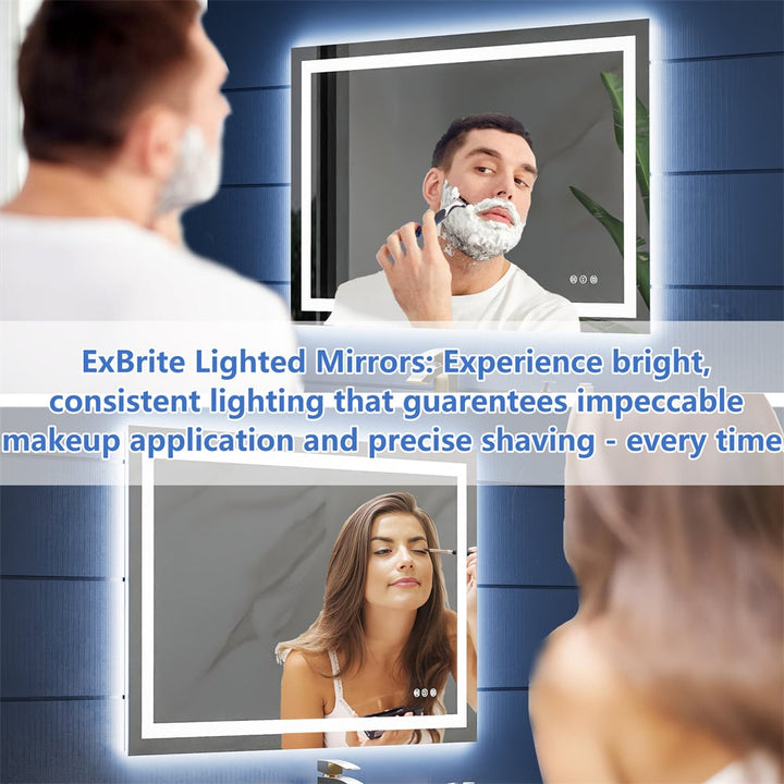 Apex 96" W x 48" H Lighted Bathroom Large Light Led Mirror,Anti Fog,Dimmable,Dual Lighting Mode,Tempered Glass Image 3