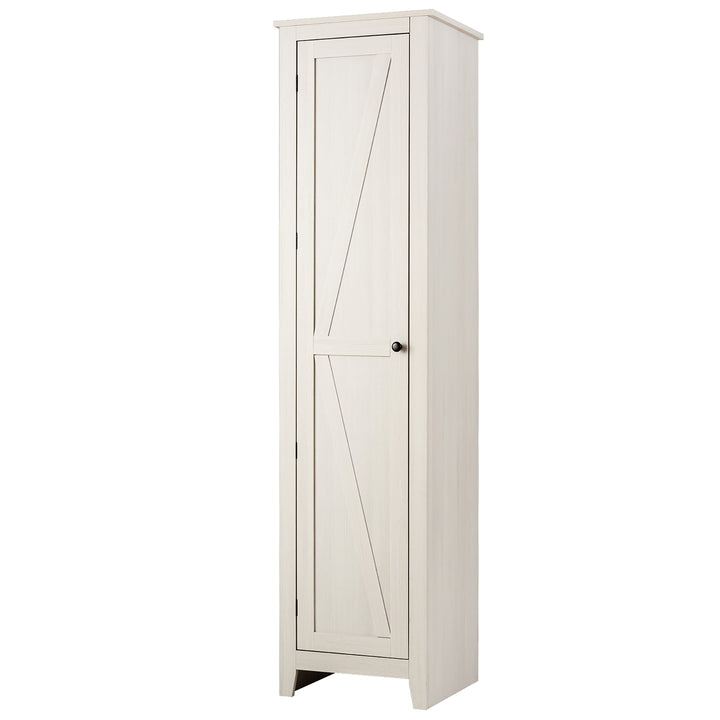 Costway Linen Tower Bathroom Storage Cabinet Tall Slim Side Organizer w/ Shelf White\ Black\Walnut Image 3