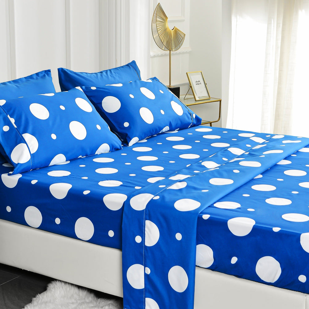 American Home Collection Polka Dot Microfiber Bed Sheet Set Twin Full Queen King Image 2