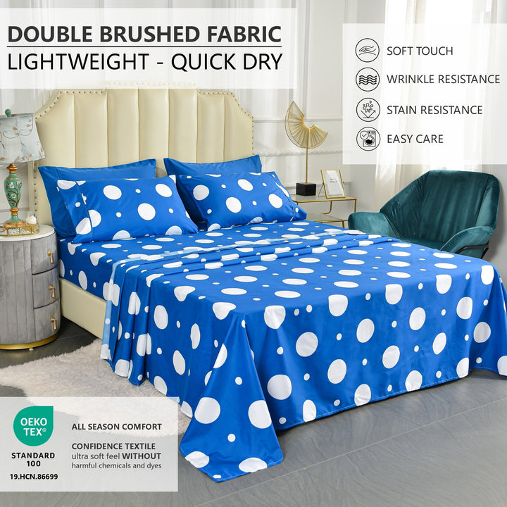 American Home Collection Polka Dot Microfiber Bed Sheet Set Twin Full Queen King Image 3