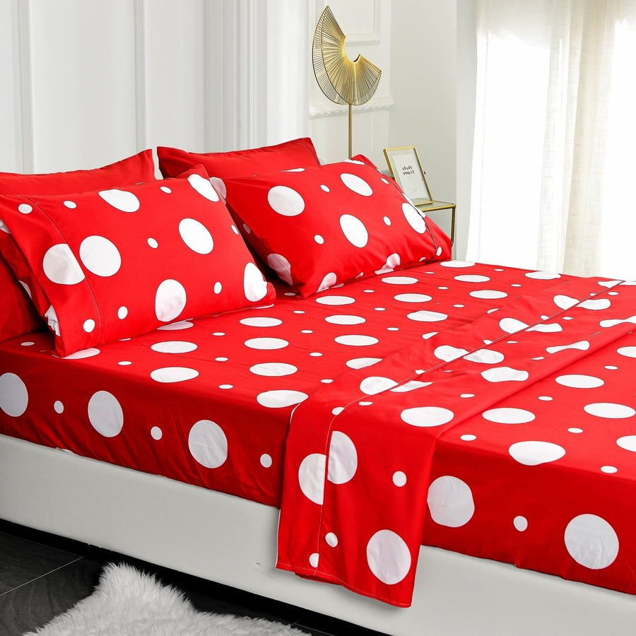 American Home Collection Polka Dot Microfiber Bed Sheet Set Twin Full Queen King Image 1