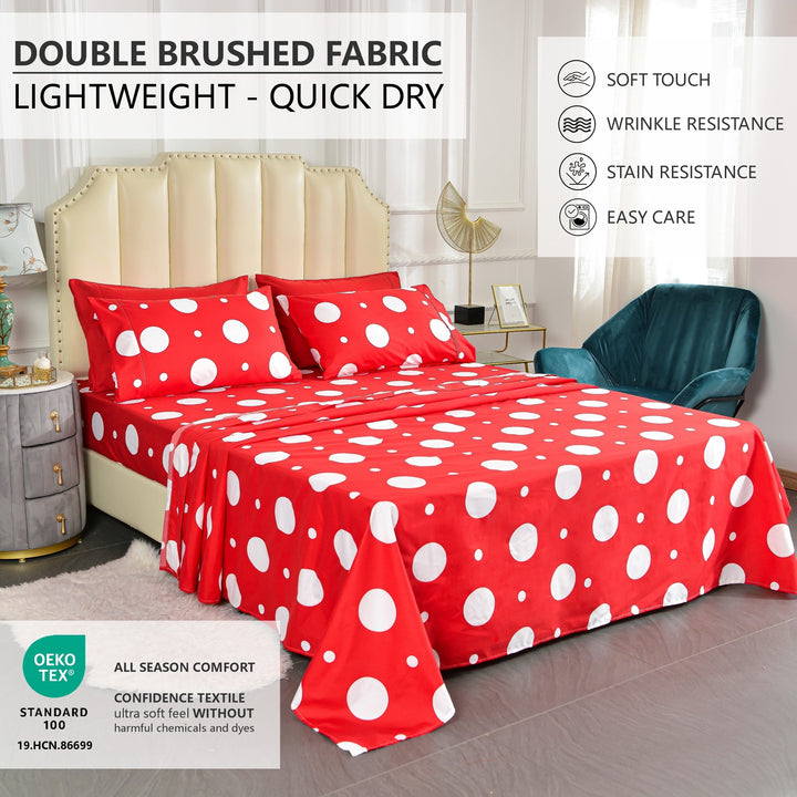 American Home Collection Polka Dot Microfiber Bed Sheet Set Twin Full Queen King Image 7