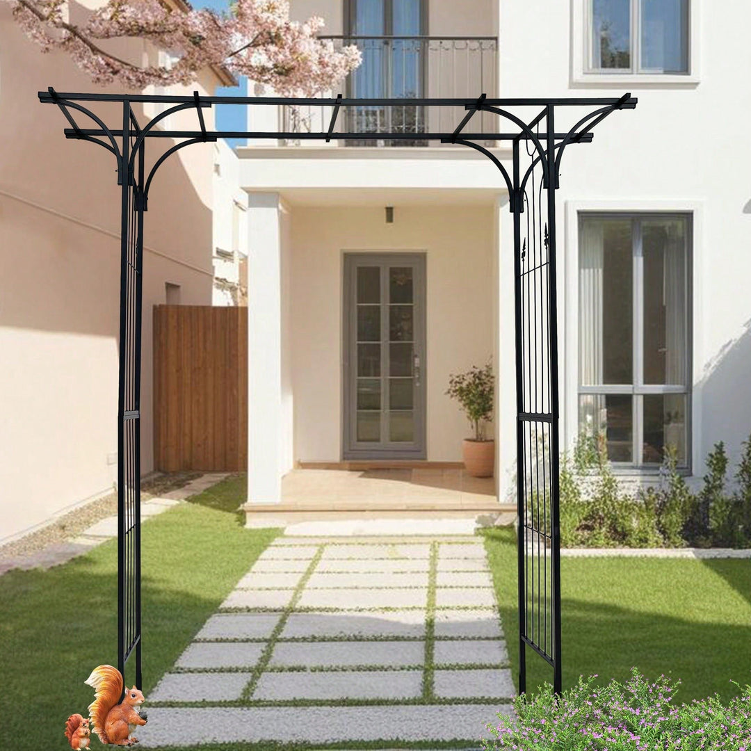 Metal Garden Arch Trellis For Climbing Plants Outdoor Wedding And Party Events Black Archway Image 3