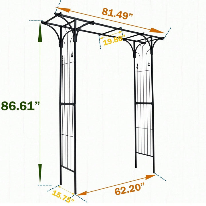 Metal Garden Arch Trellis For Climbing Plants Outdoor Wedding And Party Events Black Archway Image 5