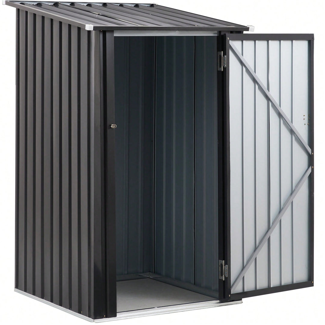 Compact 3x3 FT Metal Outdoor Storage Shed With Lockable Door For Backyard Garden Lawn Tools Image 3