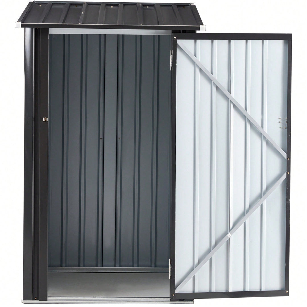 Compact 3x3 FT Metal Outdoor Storage Shed With Lockable Door For Backyard Garden Lawn Tools Image 4