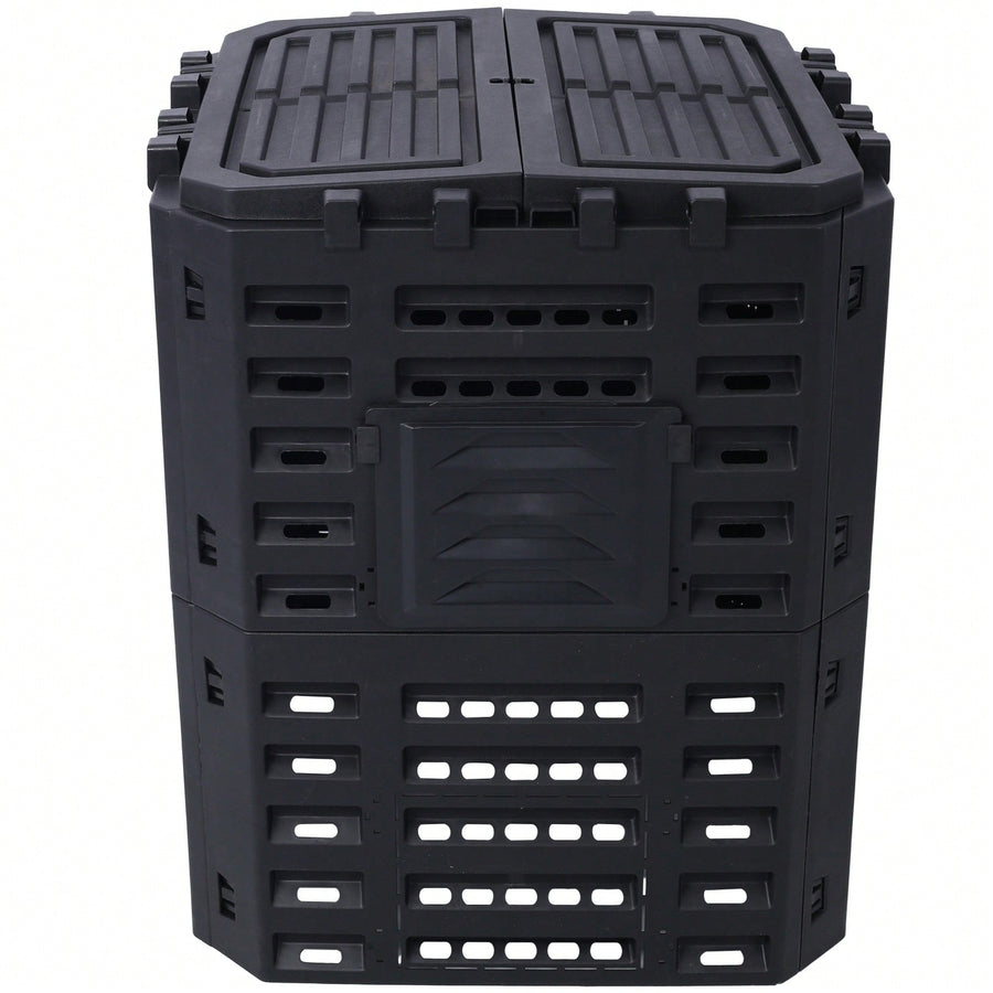 Large 90 Gallon Plastic Garden Composter Bin For Easy Assembly And Aerating Outdoor Composting Image 1