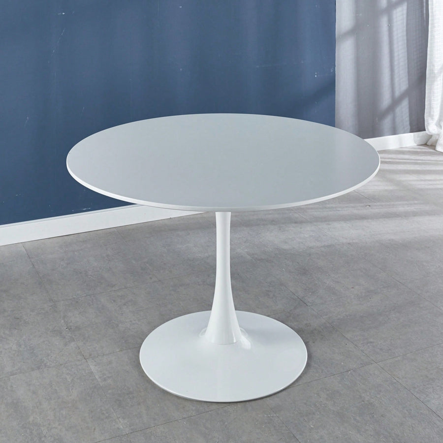 Mid-Century Modern Round Dining Table For 4-6 People With MDF Top And Elegant Pedestal Base Image 1