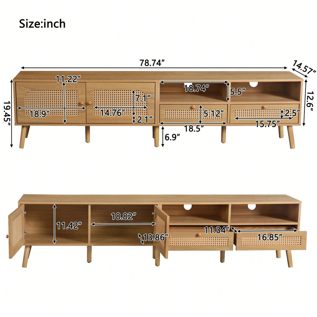 Modern Farmhouse TV Stand For 85 Inch TVs Solid Wood Legs Entertainment Center For Living Room And Home Theatre Image 6