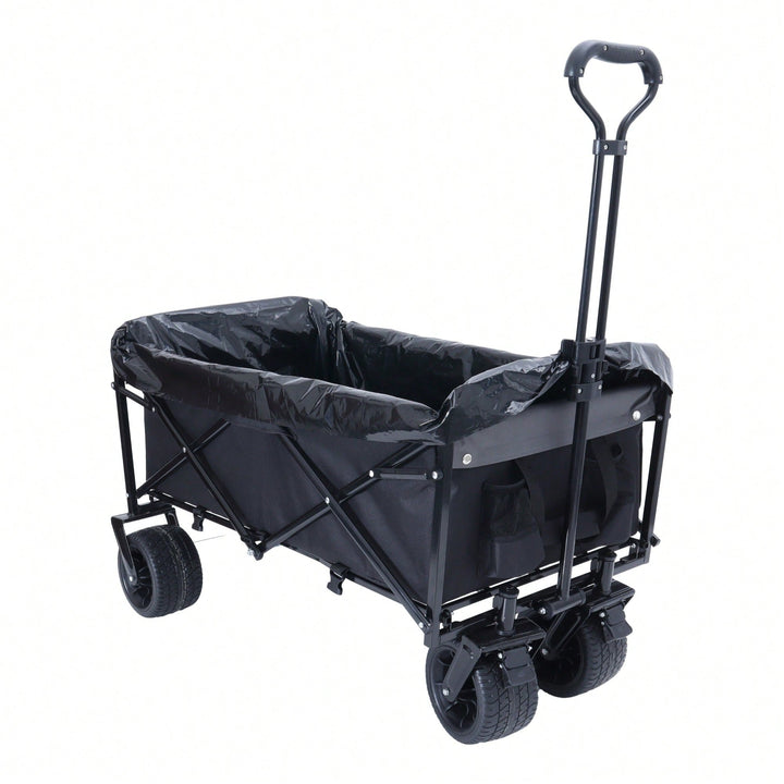 Versatile Collapsible Utility Wagon With Strapping System For Camping Shopping Gardening Fishing All-Terrain Wheels Image 4