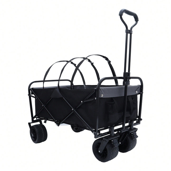 Versatile Collapsible Utility Wagon With Strapping System For Camping Shopping Gardening Fishing All-Terrain Wheels Image 5